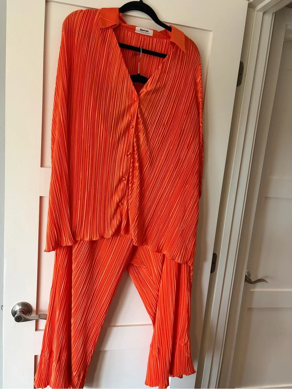 Orange Pleated Matching Set